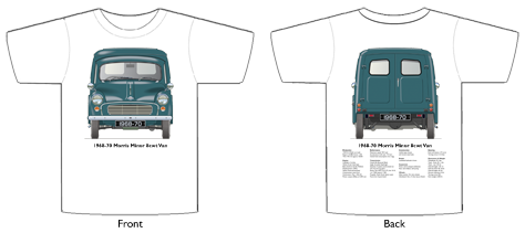 Morris Minor 8cwt Van 1968-70 T-shirt Front & Back